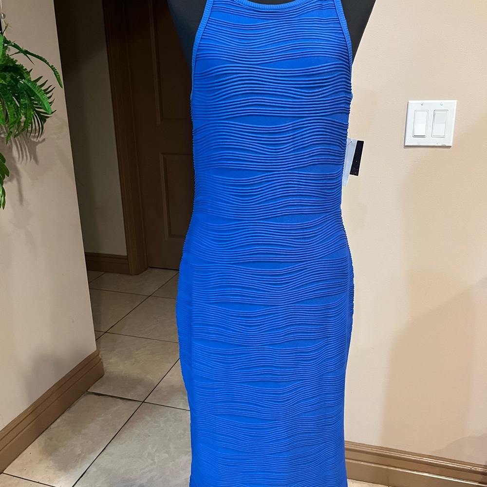 Planet Gold Ribbed Blue Dress - Picture 5 of 8